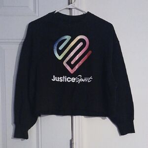 Justice Black Sweatshirt with Vibrant Heart